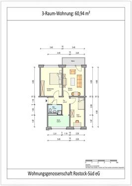 Foto - 3 Zimmer Etagenwohnung zur Miete in Elmenhorst/Lichtenhagen