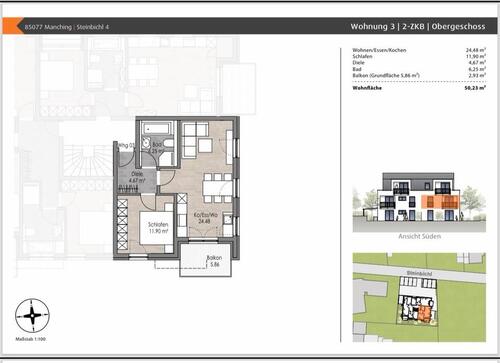 Foto - 2 Zimmer Wohnung Manching - 1.030,00&nbsp;EUR Kaltmiete, ca.&nbsp; 55,00&nbsp;m&sup2;