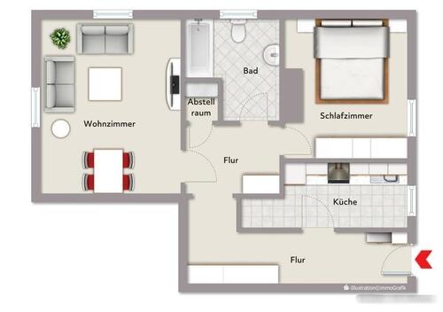 Foto - 2-Raum-Wohnung im Stadtzentrum - 450,00 EUR Kaltmiete,