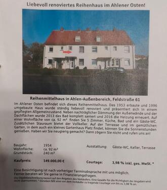 Foto - Haus verkaufen - 350.000,00&nbsp;EUR Kaufpreis, ca.&nbsp; 95,00&nbsp;m&sup2;