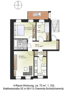 Foto - Etagenwohnung zur Miete in Chemnitz