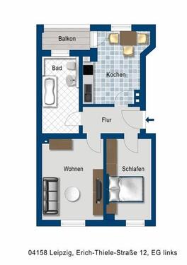 Foto - 2 Zimmer Erdgeschoßwohnung zur Miete in Leipzig