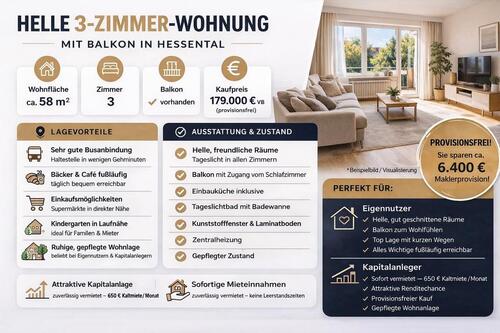Foto - Helle 3 Zimmerwohnung mit Balkon in Hessental – provisionsfrei