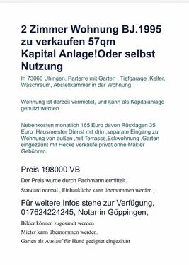 Foto - 2zimmer Wohnung 57 qm - 198.000,00 EUR Kaufpreis,