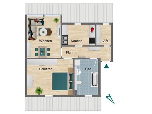 Foto - 2 Zimmer Dachgeschoßwohnung zur Miete in Pößneck