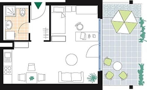 Foto - 1 Zimmer Erdgeschoßwohnung zur Miete in Ulm