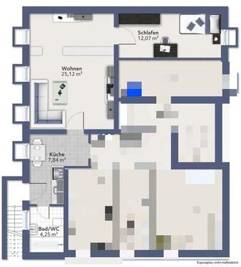 Foto - 2 ZKB in ruhiger Wohnlage - 520,00&nbsp;EUR Kaltmiete, ca.&nbsp; 49,00&nbsp;m&sup2;