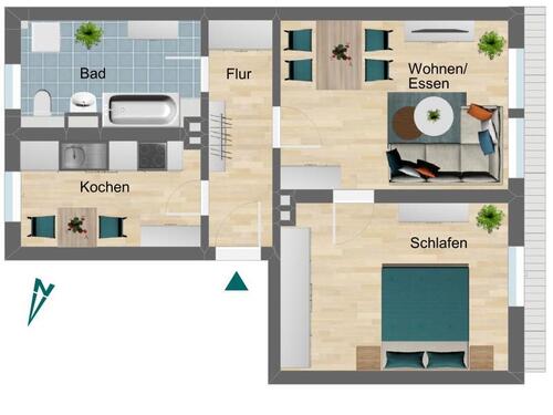 Foto - 2 Zimmer Etagenwohnung zur Miete in Pößneck