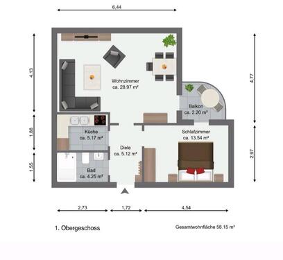 Foto - 2-Zimmer-Whg ab 01.11.2025 - 760,00 EUR Kaltmiete,