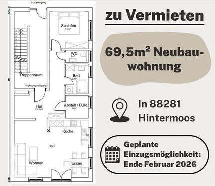 Foto - 2,5-Zimmer-Neubauwohnung in Hintermoos zu vermiten