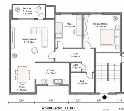 Foto - Helle 3-Zimmer-Wohnung mit Balkon in Harrislee