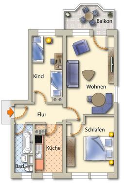 Foto - 3 Zimmer Erdgeschoßwohnung zur Miete in Freiberg