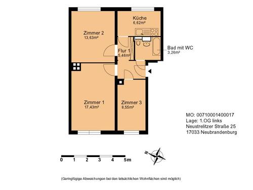 Foto - Etagenwohnung zur Miete in Neubrandenburg