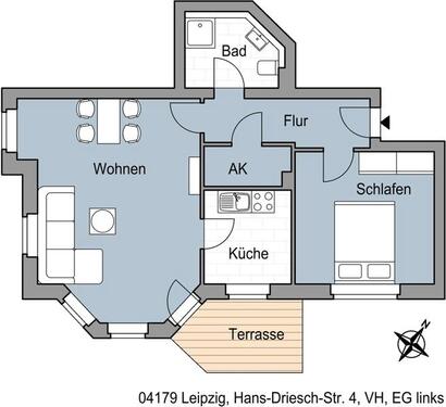 Foto - 2 Zimmer Erdgeschoßwohnung zur Miete in Leipzig