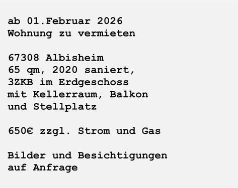 Foto - 3ZKB Wohnung in Albisheim ab 01.02.2026 zu vermieten
