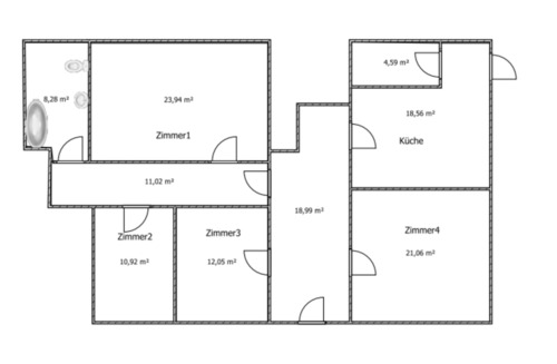 Foto - 4 Zimmer Wohnung - 900,00 EUR Kaltmiete,