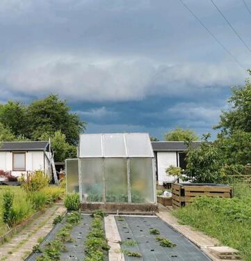 Foto - Garten mit Gewächshaus Laube und Schuppen