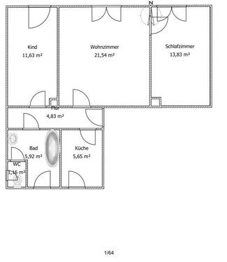 Foto - Schöne sonnige, familienfreundliche 3 Raum Wohung mit 66m²
