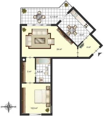 Foto - 2-Zi Gartenwohnung mit TG, Küche und Möbel
