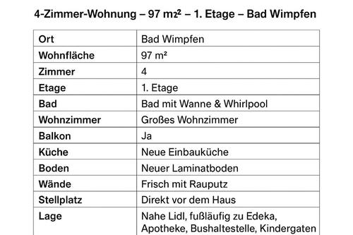 Foto - 4-Zimmer Wohnung zu vermieten in Bad Wimpfen