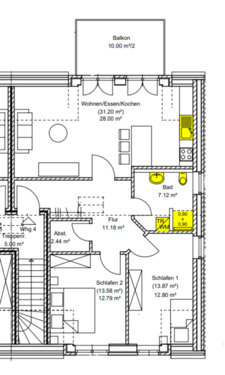 Foto - Obergeschoss 3 Zimmer Wohnung Erstbezug