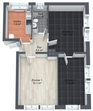 Foto - 3 Zimmer Erdgeschoßwohnung zur Miete in Rosengarten