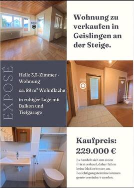 Foto - Helle 3,5 Zimmerwohnung in Geislingen an der Steige zu Verkaufen