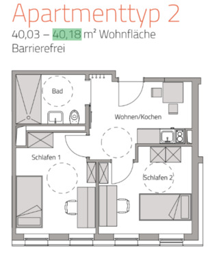 Foto - Großzügiges 2-Zimmer-Premium-Apartment (40,18 m²) mit Loggia in U