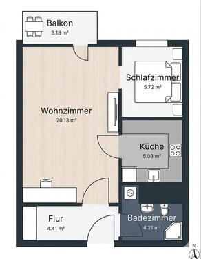 Foto - 1,5R-Whg. auf 40qm möbliertes Apartment + Küche + Stellplatz