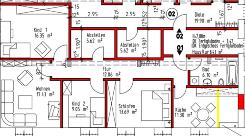 Foto - 4 Zimmer Etagenwohnung zur Miete in Brüel