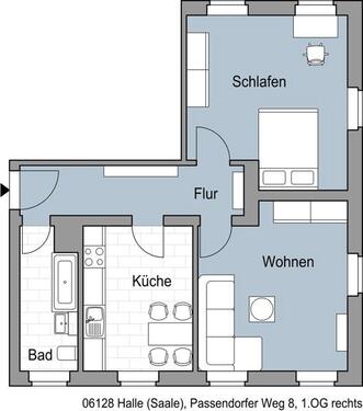 Foto - 2 Zimmer Etagenwohnung zur Miete in Halle (Saale)