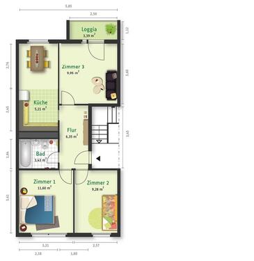 Foto - 3 Zimmer Etagenwohnung zur Miete in Halle (Saale)