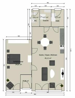 Foto - 2 ZKB Einbauküche Stellplatz - modernisiert- sanierungsbedürftig