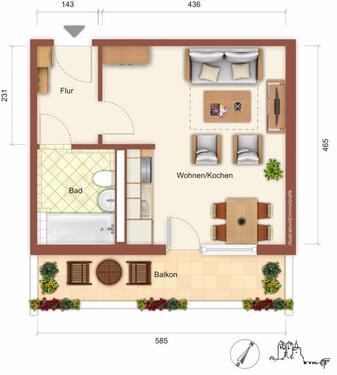 Foto - 1 Zimmer Etagenwohnung zur Miete in Prenzlau