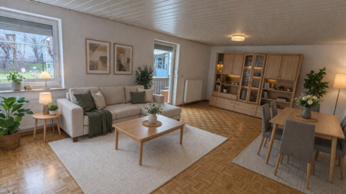 Foto - Helle 3-Zimmerw. mit Terrasse, Garten, Keller, Werkstatt, Garage