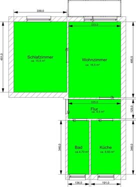 Foto - Teilsanierte 2- Zimmer Wohnung im Erdgeschoß mit Balkon