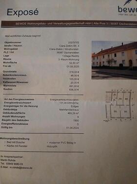 Foto - Etagenwohnung zur Miete in Oschersleben (Bode)