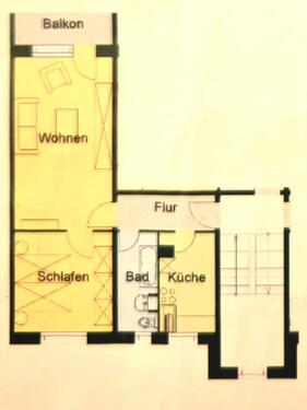 Foto - 2 Raum Wohnung in Wernigerode - 351,00&nbsp;EUR Kaltmiete, ca.&nbsp; 49,77&nbsp;m&sup2;