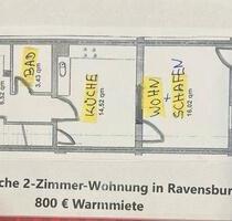 Einliegerwohnung für Singles - 800,00&nbsp;EUR Kaltmiete, ca.&nbsp; 40,00&nbsp;m&sup2; in Weingarten (PLZ: 88250)