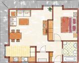 Foto - 51 m² Dachgeschosswohnung mit Küche, Badewanne und Blick ins Grün