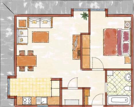 Foto - 51 m² Dachgeschosswohnung mit Küche, Badewanne und Blick ins Grün