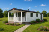 Foto - modernes Tinyhaus 50m², mit Terrasse, Fertighaus Mobilheim Tinyhouse ab sofort verfügbar