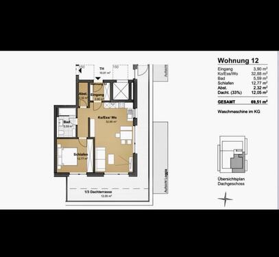 Foto - 2-Zi- Penthouse-Wohnung mit großzügiger Dachterrasse zu vermieten