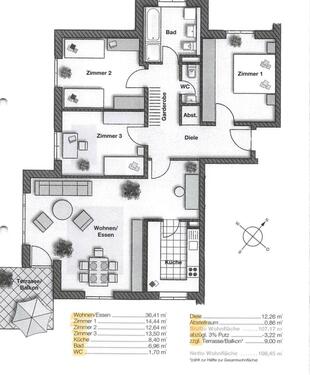Foto - 4-Zi.-Wohnung 112 m² – Gäste-Bad, Balkon, Top-Lage Bad Krozingen