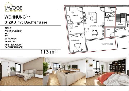 Foto - Vermietung Neubau Penthouse 3 ZKDB in Übach-Palenberg Zentrum WE11
