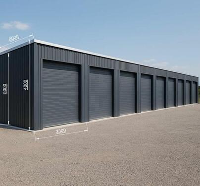 Foto - Isolierte XXL-Lagergarage mit Sektionaltor – 8 m × 3,33 m × 5 m –
