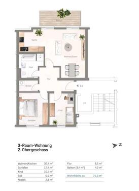 Foto - Löbtau Süd,sonnige 3-Raum Wohnung zu vermieten