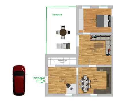 Foto - 3-Zimmer-Erdgeschosswohnung mit Garten & 2 Stellplätzen