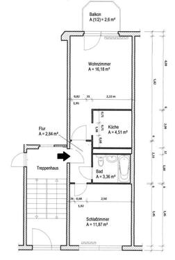 Foto - helle möblierte 2-Raum-Wohnung, Balkon