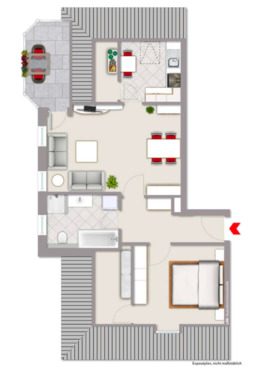 Foto - Helle 2-Zimmer-Dachgeschosswohnung mit Dachterrasse & Stellplatz